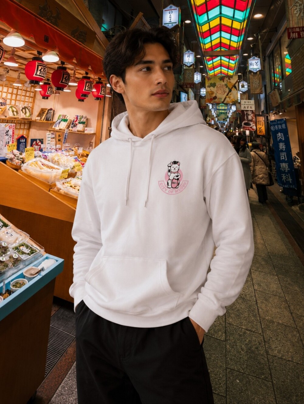 NWOT Cats Of Kyoto White Crewneck Hoodie Size Extra Large